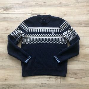 Fred Perry 100% Lambswool Navy and White Crewneck Sweater